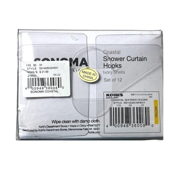 Sonoma Goods Cream Coastal Sand Dollar Sea Shell 12 pk Shower Curtain Hooks New - Picture 4 of 7